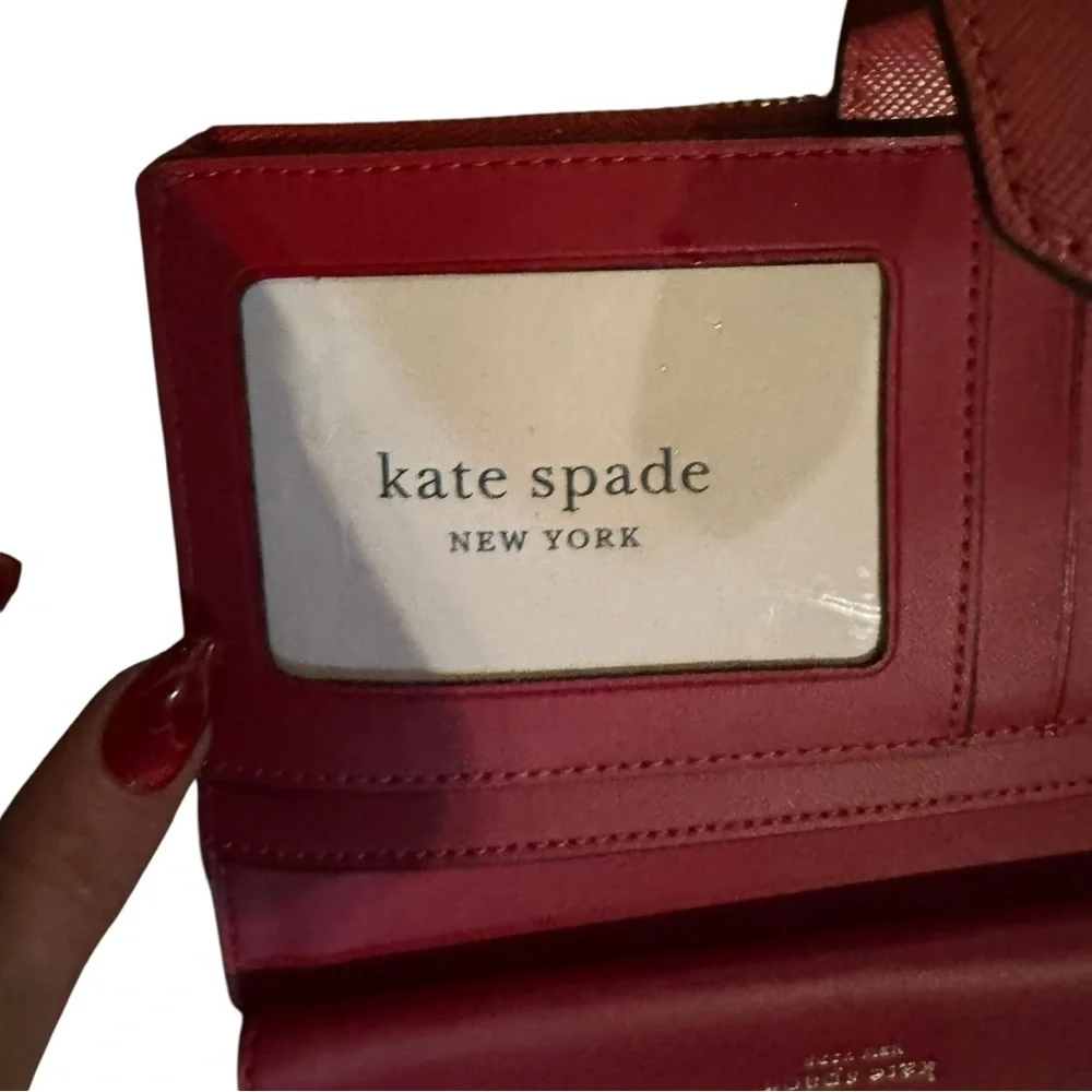 Kate Spade Staci Heart Pop Red & White printed phone wallet wristlet